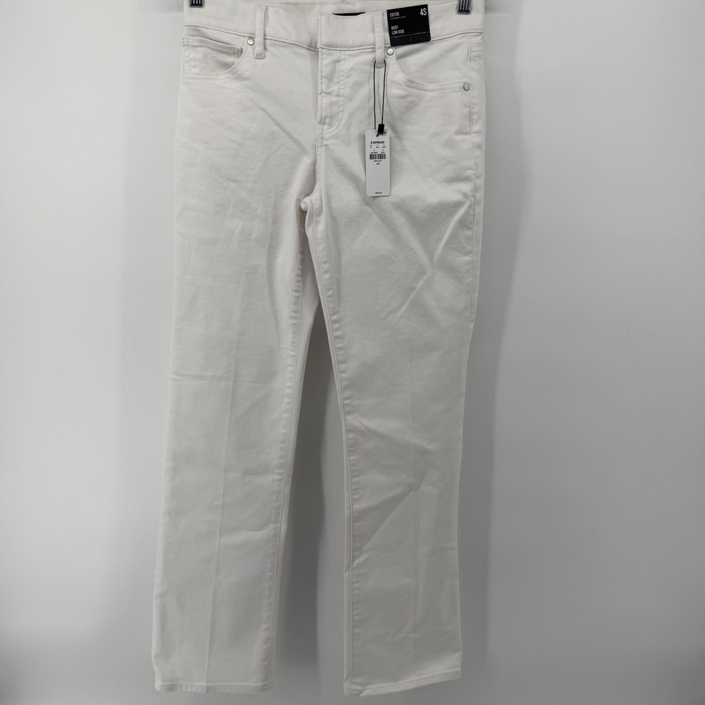 Express Editor Boot Pants Womens 4S‎ White Low Rise Slim Hip Thigh 06701667 New